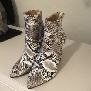Snake print booties